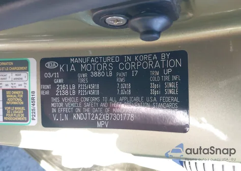 2011 Kia Soul ! из США, поврежденный, VIN KNDJT2A2XB7301778